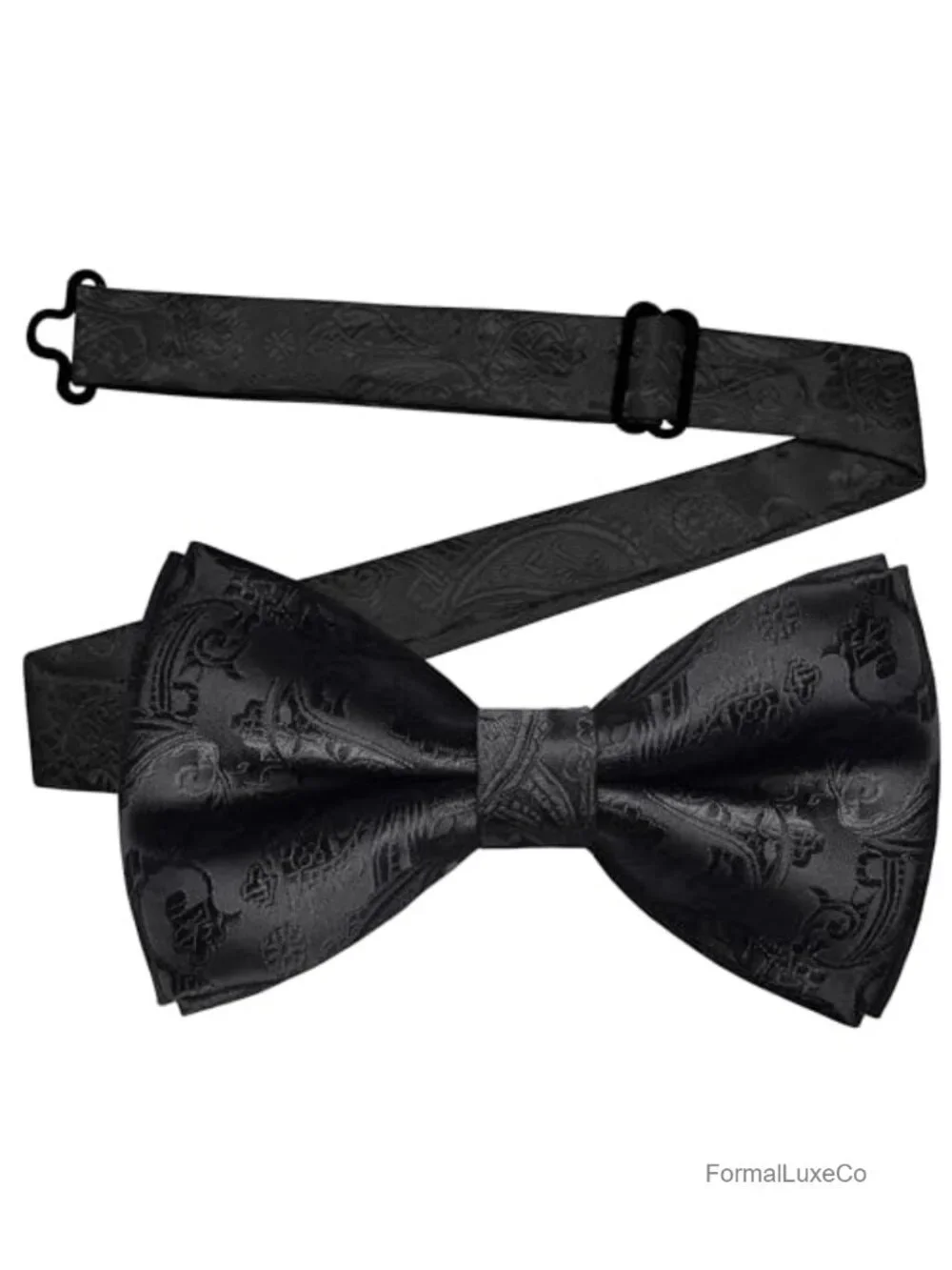 Paisley Pre-Tied Bow Tie Handkerchief Cufflinks Set Silk Blend Adjustable